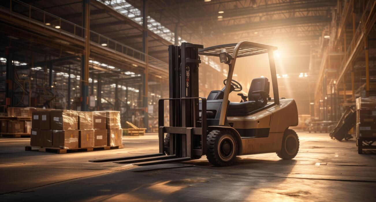ai-generated-heavy-lift-forklift-driving-in-warehouse-with-sun-rays-in-light-free-photo Genie Brazo Articulado 30 Ft Elect